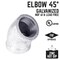 B & K STZ Industries 3/4 in. FIP each X 3/4 in. D FIP Galvanized Malleable Iron 45 Degree Elbow 311UPE45-34 - alternate 2